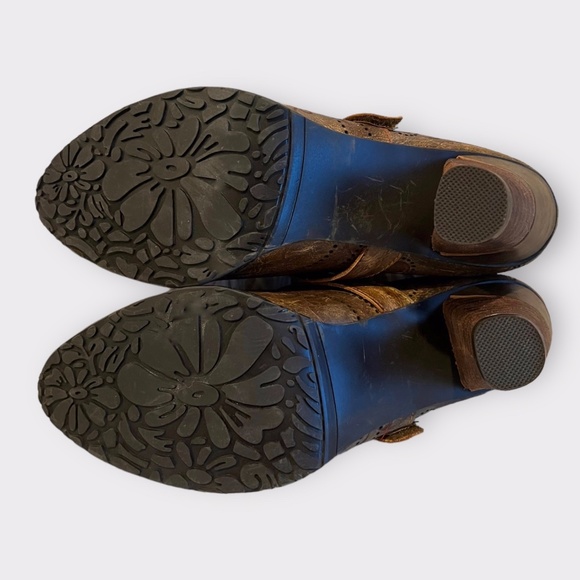 Retro Chunky Heeled Leather Slip on Heels Sz 41 - Picture 8 of 9